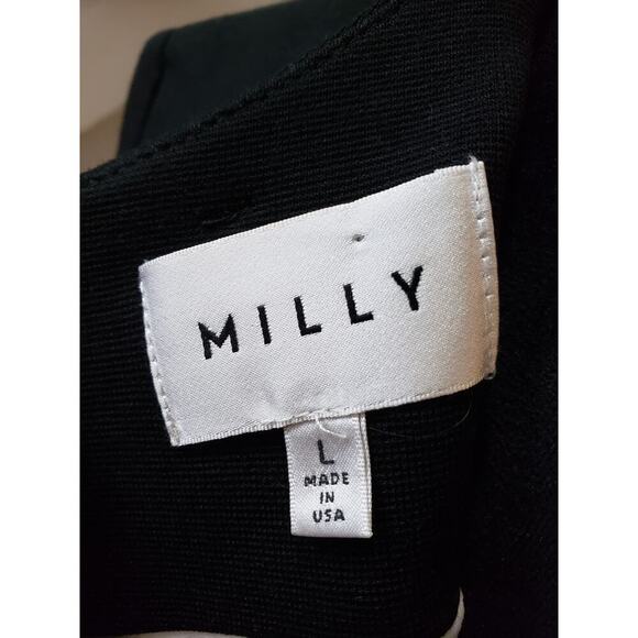 Milly Sheath Dress Women's L Black & White Lined Back Zip Short Sleeve Crew Neck - Picture 3 of 13